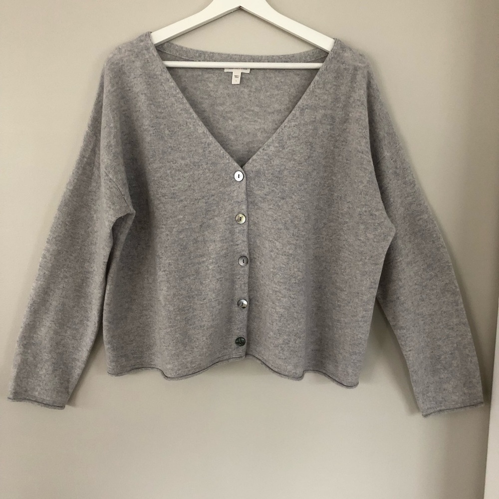 NWOT Garnet Hill boxy cashmere cardigan sweater L